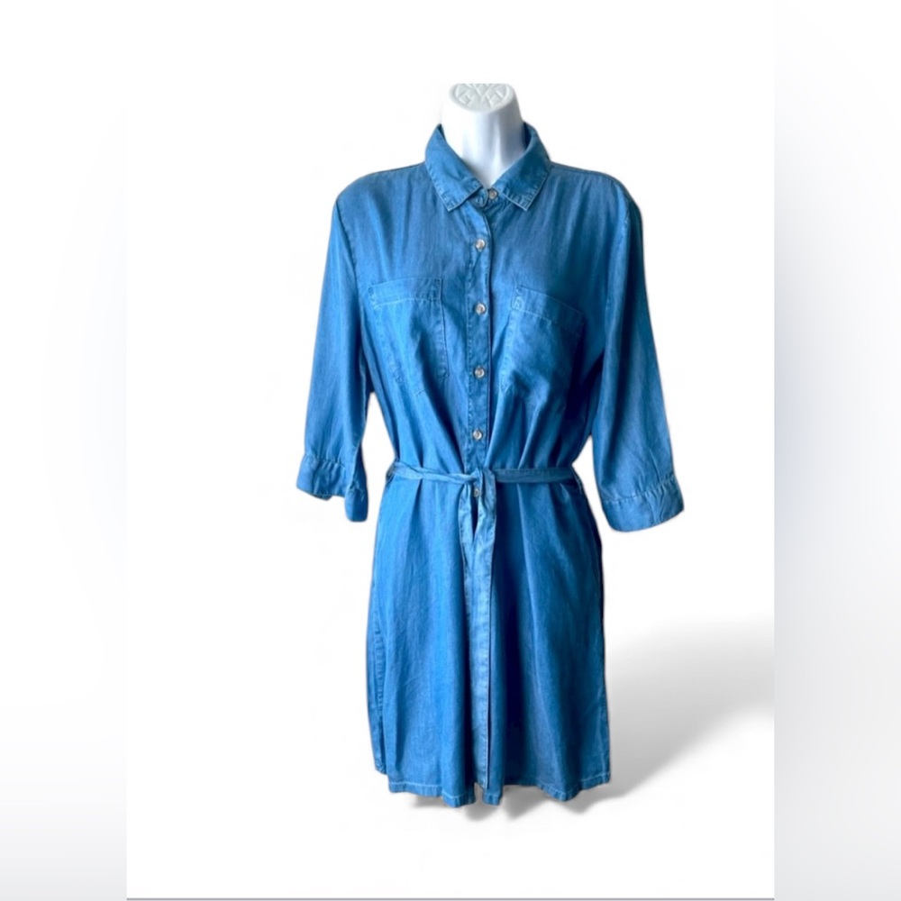 Blue rain button down dress